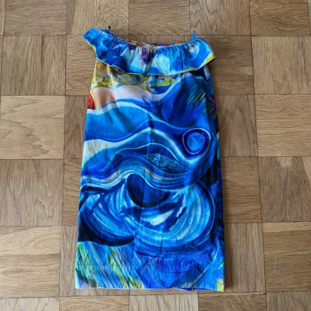 NWT Ulla Johnson 4 Nora Skirt Tuck Shara Hughes Ruffle Slit Abstract Art To Wear